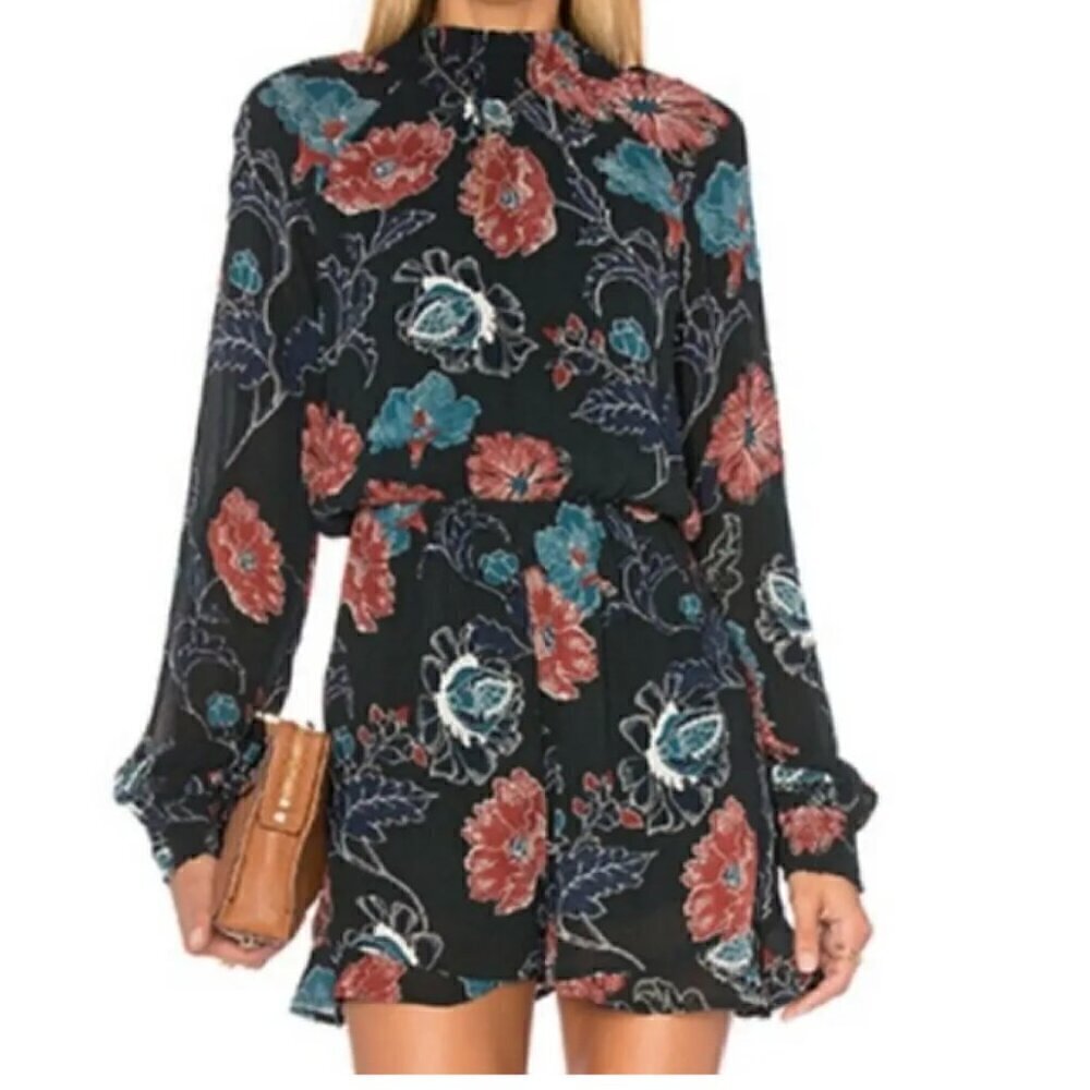 ASTR The Label Women's Eva Romper Black Ruffle size S